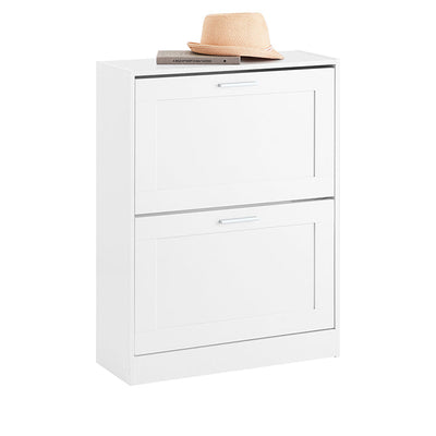 SoBuy | Scarpiera a ribalta | Scarpiera | con 2 ante a ribalta sottili | Bianco | 60x80x25cm | FSR137-W