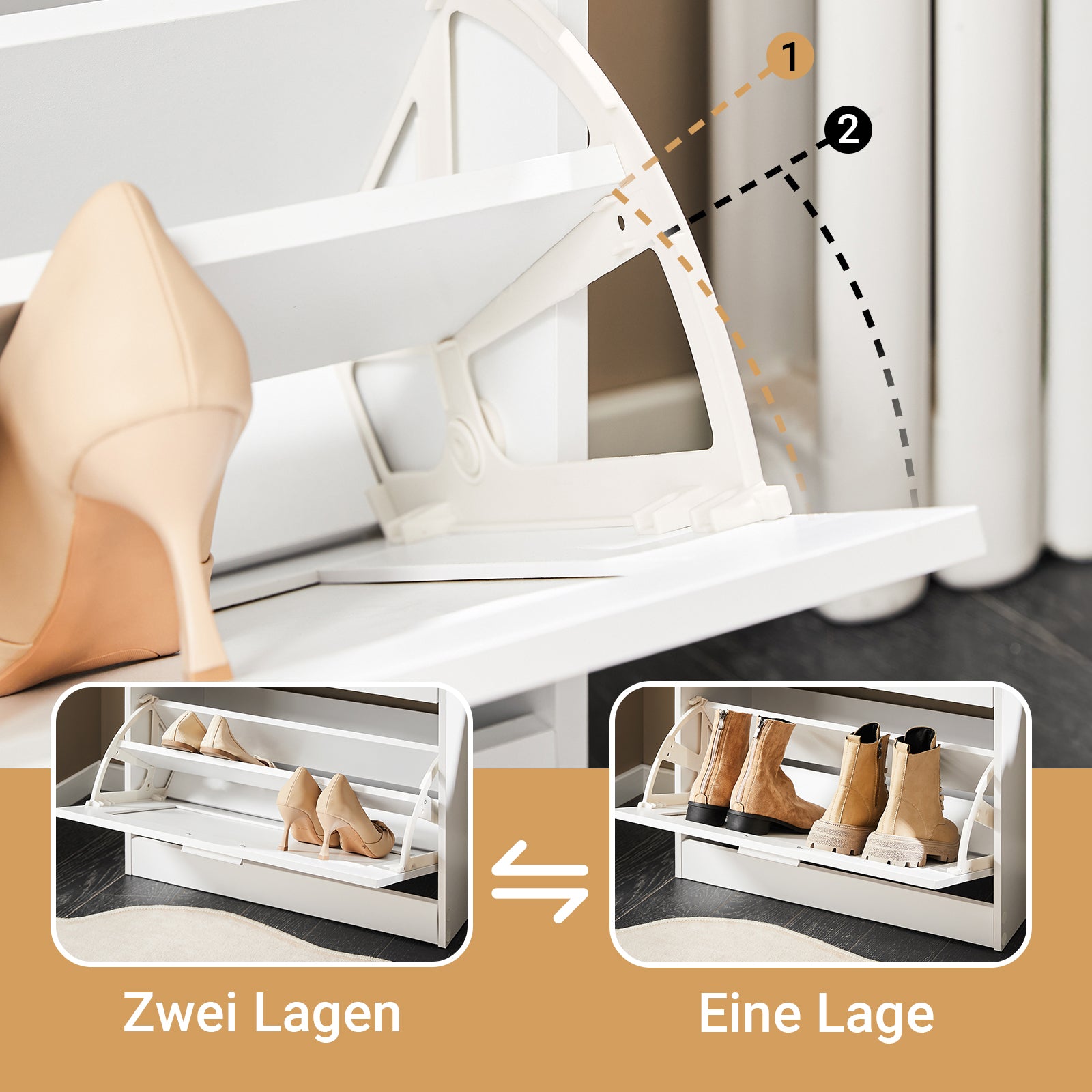 SoBuy | Meuble à chaussures | Rangement à chaussures | 2 portes étroites | Blanc | 60 x 80 x 25 cm | FSR137-W