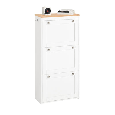 Vorverkauf | SoBuy | Schuhkipper | Schuhschrank mit 3 Klappen | Schuhkommode Weiß | FSR144-WN