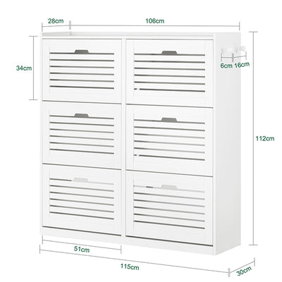SoBuy | Meuble à chaussures | Meuble à chaussures 6 portes | Coffre à chaussures | Blanc | FSR145-W