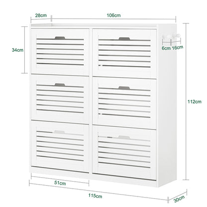 SoBuy | Meuble à chaussures | Meuble à chaussures 6 portes | Coffre à chaussures | Blanc | FSR145-W
