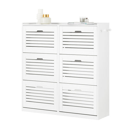 SoBuy | Meuble à chaussures | Meuble à chaussures 6 portes | Coffre à chaussures | Blanc | FSR145-W