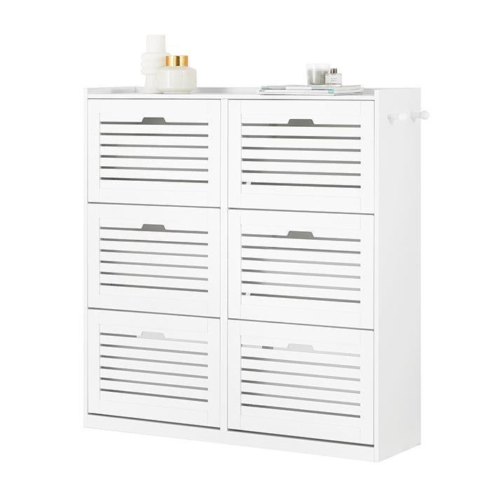 SoBuy | Meuble à chaussures | Armoire à chaussures à 6 abattants | Commode à chaussures | Blanc | FSR145-W