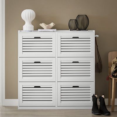 SoBuy | Meuble à chaussures | Meuble à chaussures 6 portes | Coffre à chaussures | Blanc | FSR145-W