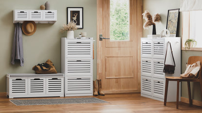 SoBuy | Meuble à chaussures | Meuble à chaussures 6 portes | Coffre à chaussures | Blanc | FSR145-W