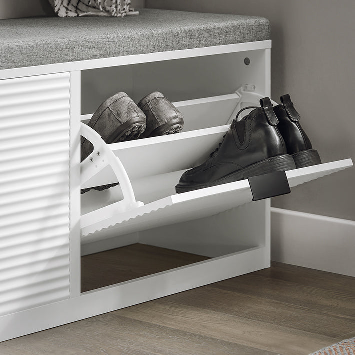 SoBuy | Panchina Contenitore | Scarpiera con Sedile | Cassapanca | Panca porta Scarpe | Bianco | FSR147-W