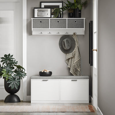 SoBuy | Sitzbank | Schuhkipper mit Sitzfläche | Sitzkommode | Schuhtruhe | Weiß | FSR147-W