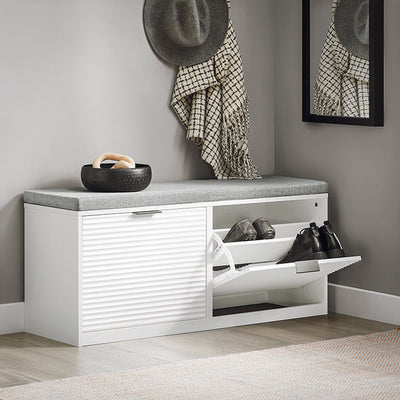 SoBuy | Panchina Contenitore | Scarpiera con Sedile | Cassapanca | Panca porta Scarpe | Bianco | FSR147-W