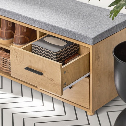 SoBuy | Banc à chaussures | Meuble à chaussures | Coffre à chaussures | Banc de rangement | Banc d'entrée | Étroit, naturel | FSR148-N