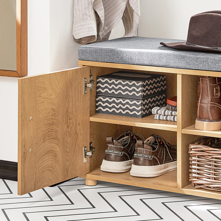 SoBuy | Banc à chaussures | Meuble à chaussures | Coffre à chaussures | Banc de rangement | Banc d'entrée | Étroit, naturel | FSR148-N