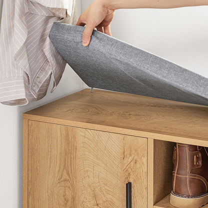 SoBuy | Banc à chaussures | Meuble à chaussures | Coffre à chaussures | Banc de rangement | Banc d'entrée | Étroit, naturel | FSR148-N