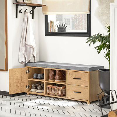 SoBuy | Scarpiera con panca | Cassapanca portatutto | Mobile per scarpe | Panca da ingresso | stretto Naturale | FSR148-N