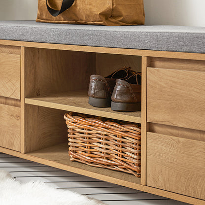 SoBuy | Meuble à chaussures | Banc | Banc d'entrée | Banc à chaussures | Étagère à chaussures | Étroit, naturel/noir | FSR149-N