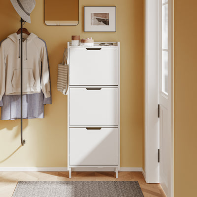 SoBuy Schuhschrank Schmal Hängend mit Sensorlicht und 19 cm Tiefe Weiß FSR151-H-E-W