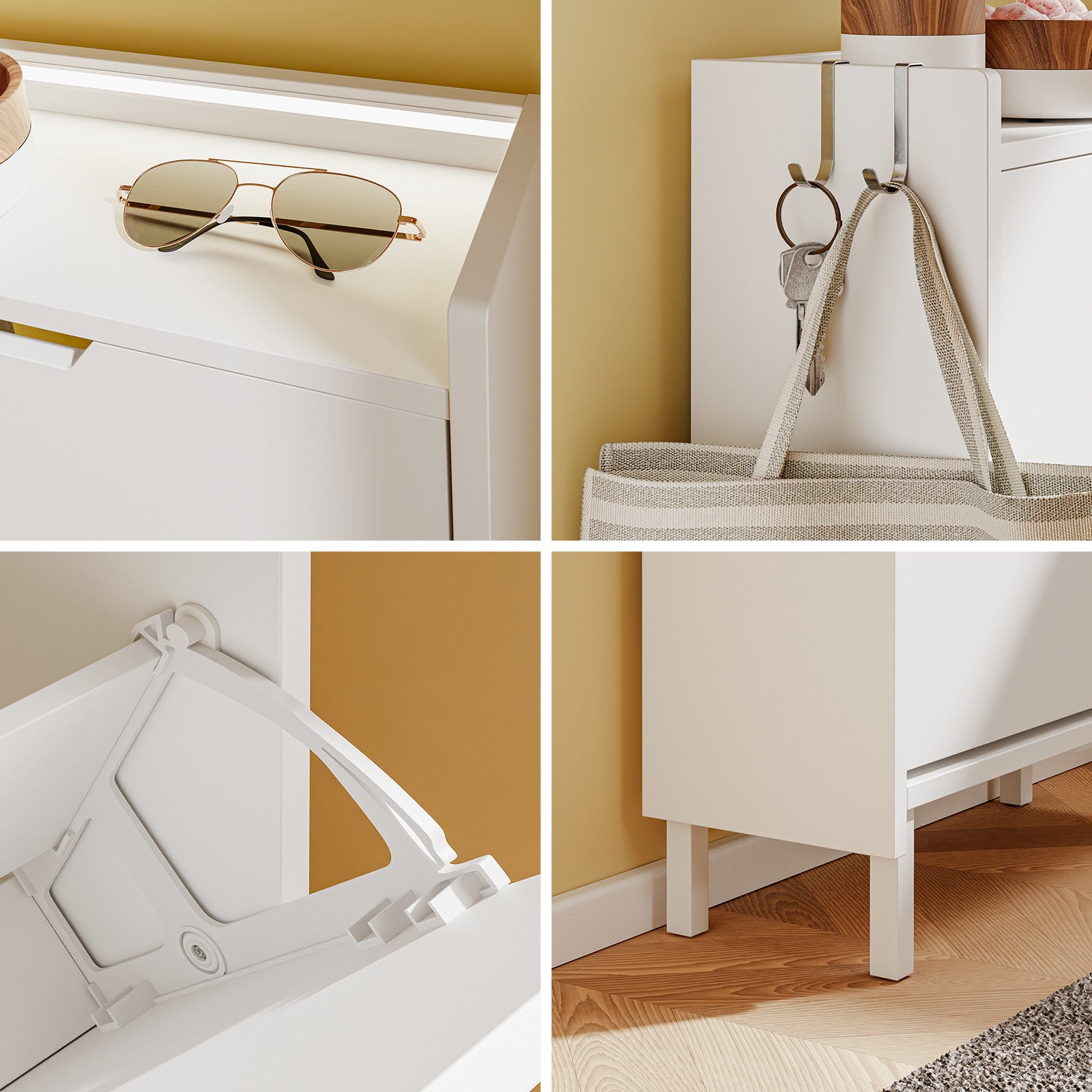 SoBuy Schuhschrank Schmal Hängend mit Sensorlicht und 19 cm Tiefe Weiß FSR151-H-E-W
