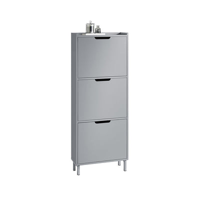 SoBuy | Scarpiera con 3 Ante a Ribalta | Scarpiera | Cassettiera per Scarpe | Grigio Chiaro | FSR151-H-HG