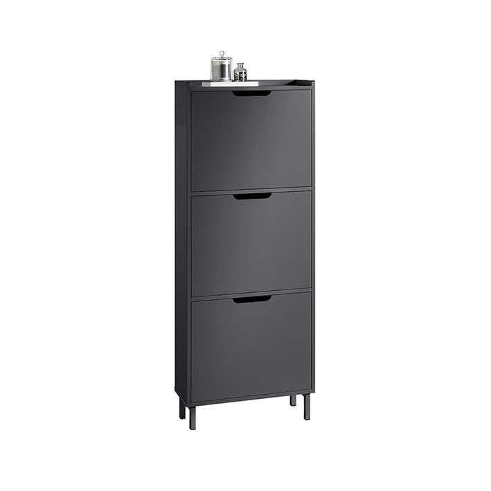 SoBuy | Meuble à chaussures avec 3 abattants | Étagère à chaussures | Commode à chaussures | Noir | FSR151-H-SCH