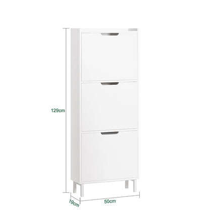 SoBuy | Meuble à chaussures 3 portes | Armoire à chaussures | Coffre à chaussures | Blanc | FSR151-HW 