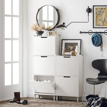 SoBuy | Meuble à chaussures 3 portes | Armoire à chaussures | Coffre à chaussures | Blanc | FSR151-HW 