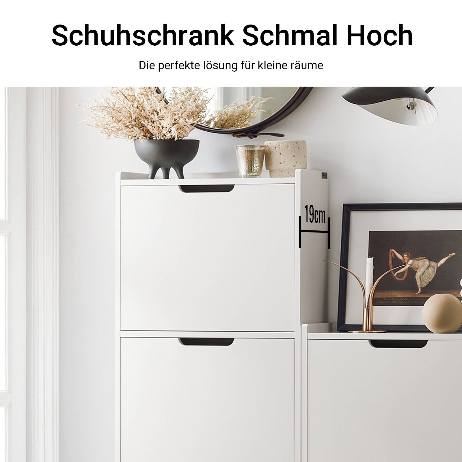 SoBuy | Meuble à chaussures avec 3 abattants | Armoire à chaussures | Commode à chaussures | Blanc | FSR151-H-W