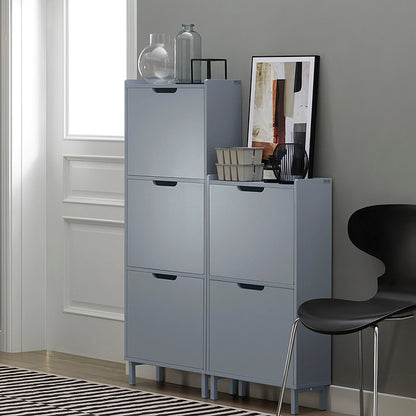 SoBuy | Meuble à chaussures 3 portes | Armoire à chaussures | Coffre à chaussures | Gris clair | FSR151-H-HG 