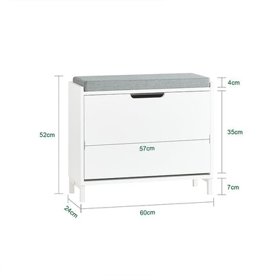 SoBuy | Scarpiera a ribalta con 1 anta | Scarpiera stretta | Comodino portascarpe | Bianco | FSR151-K-W