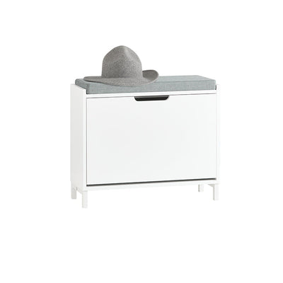 SoBuy | Scarpiera a ribalta con 1 anta | Scarpiera stretta | Comodino portascarpe | Bianco | FSR151-K-W