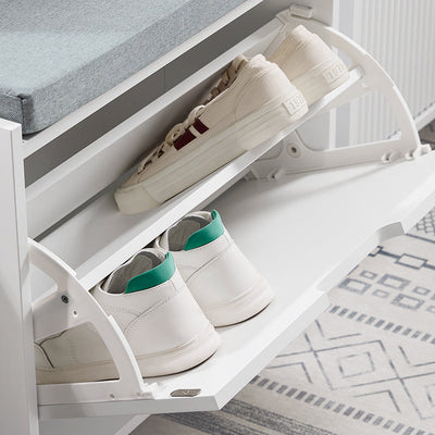 SoBuy | Scarpiera a ribalta con 1 anta | Scarpiera stretta | Comodino portascarpe | Bianco | FSR151-K-W