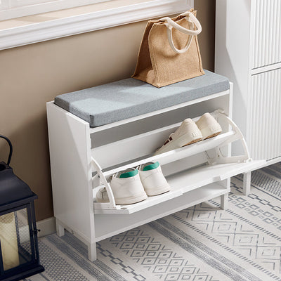 SoBuy | Scarpiera a ribalta con 1 anta | Scarpiera stretta | Comodino portascarpe | Bianco | FSR151-K-W