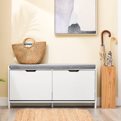 SoBuy | Banc à chaussures à 2 portes | étroit | meuble à chaussures | blanc | FSR151-LW 
