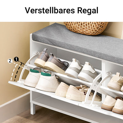 SoBuy | Banc à chaussures à 2 portes | étroit | meuble à chaussures | blanc | FSR151-LW 