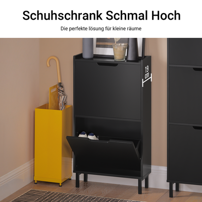 SoBuy | Scarpiera a 2 ante a ribalta | Armadio portascarpe | Cassettiera portascarpe | Nero | 50x90x19cm | FSR151-SCH