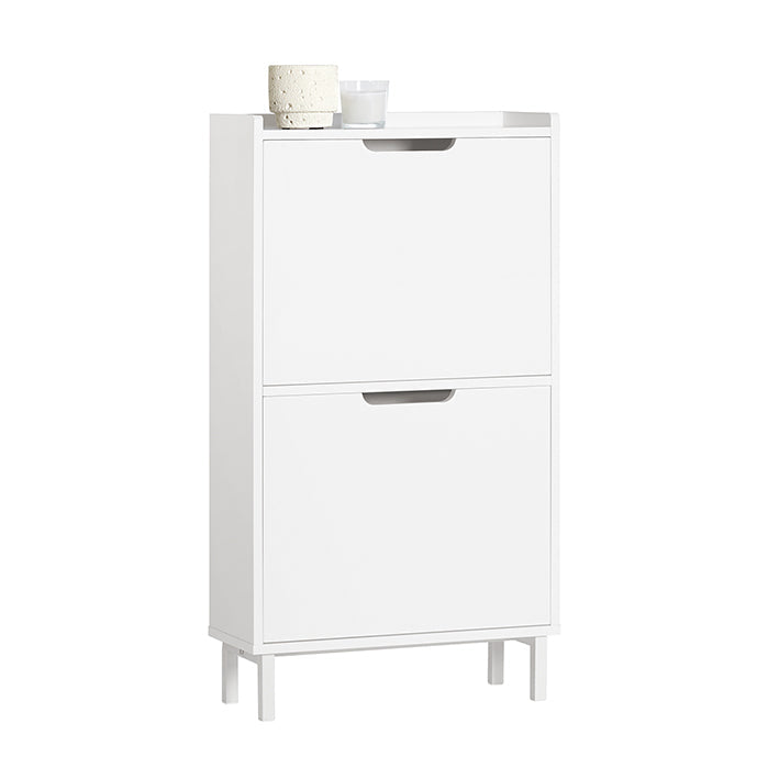 SoBuy | Meuble à Chaussures à 2 Abattants | Armoire à Chaussures | Commode à Chaussures | Blanc | FSR151-W