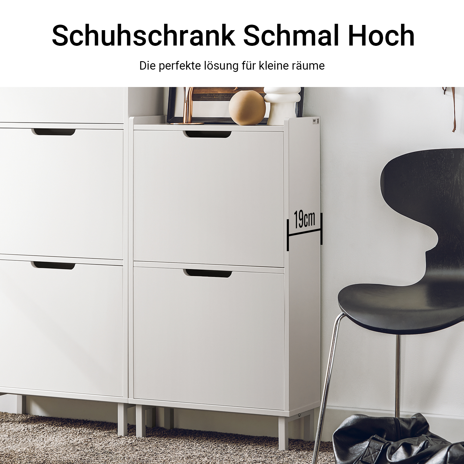 SoBuy | Meuble à Chaussures à 2 Abattants | Armoire à Chaussures | Commode à Chaussures | Blanc | FSR151-W
