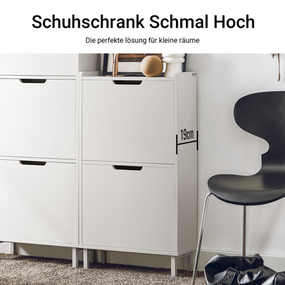 SoBuy | Schuhkipper mit 2 Klappen | Schuhschrank | Schuhkommode | Weiß | FSR151-W