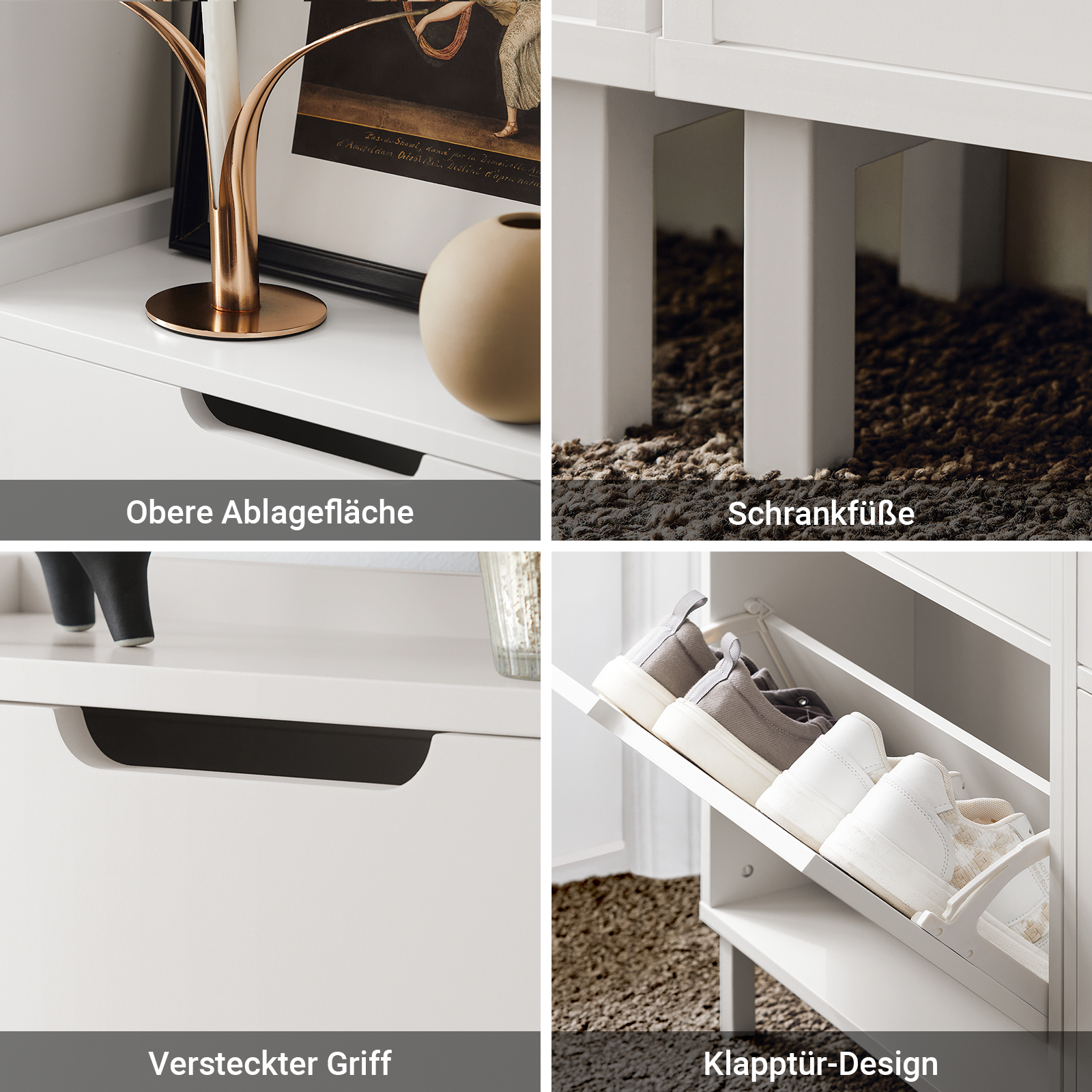 SoBuy | Meuble à Chaussures à 2 Abattants | Armoire à Chaussures | Commode à Chaussures | Blanc | FSR151-W