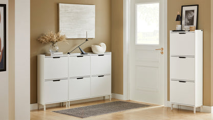 SoBuy | Meuble à chaussures 3 portes | Armoire à chaussures | Coffre à chaussures | Blanc | FSR151-HW 