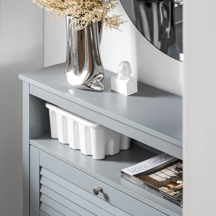 SoBuy | Meuble à chaussures | Meuble à chaussures à 2 portes | Coffre à chaussures | Gris clair | FSR152-HG 