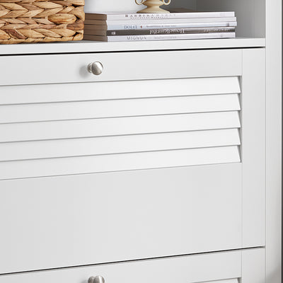 SoBuy | Schuhkipper | Schuhschrank mit 2 Klappen | Schuhkommode | Weiß | FSR152-W