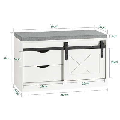 SoBuy | Panca scarpiera con seduta | Scarpiera | Panca da ingresso con ante scorrevoli | Bianco | FSR153-W