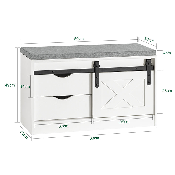 SoBuy | Panca scarpiera con seduta | Scarpiera | Panca da ingresso con ante scorrevoli | Bianco | FSR153-W