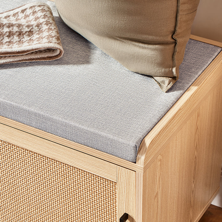 SoBuy | Scarpiera con panca | Panca da ingresso con ante scorrevoli | Scarpiera | Panca | Legno naturale | FSR154-N