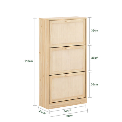 SoBuy | Meuble à chaussures 3 portes | Armoire à chaussures | Coffre à chaussures | Naturel | FSR159-N