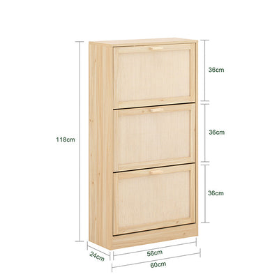 SoBuy | Scarpiera a 3 ante a ribalta | Armadietto per scarpe | Scarpiera a cassettoni | Naturale | FSR159-N