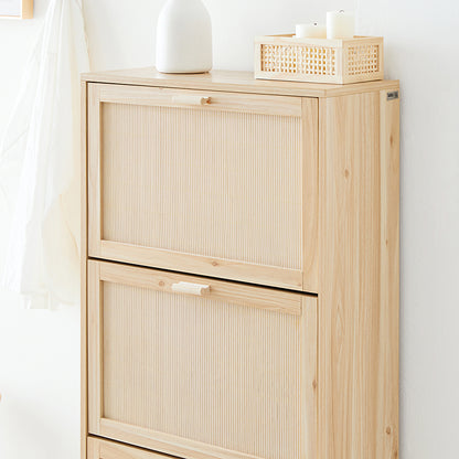 SoBuy | Meuble à chaussures 3 portes | Armoire à chaussures | Coffre à chaussures | Naturel | FSR159-N