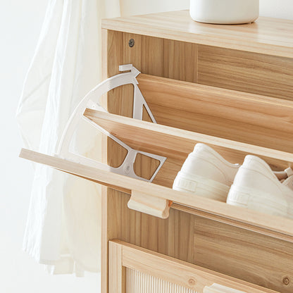 SoBuy | Meuble à chaussures 3 portes | Armoire à chaussures | Coffre à chaussures | Naturel | FSR159-N