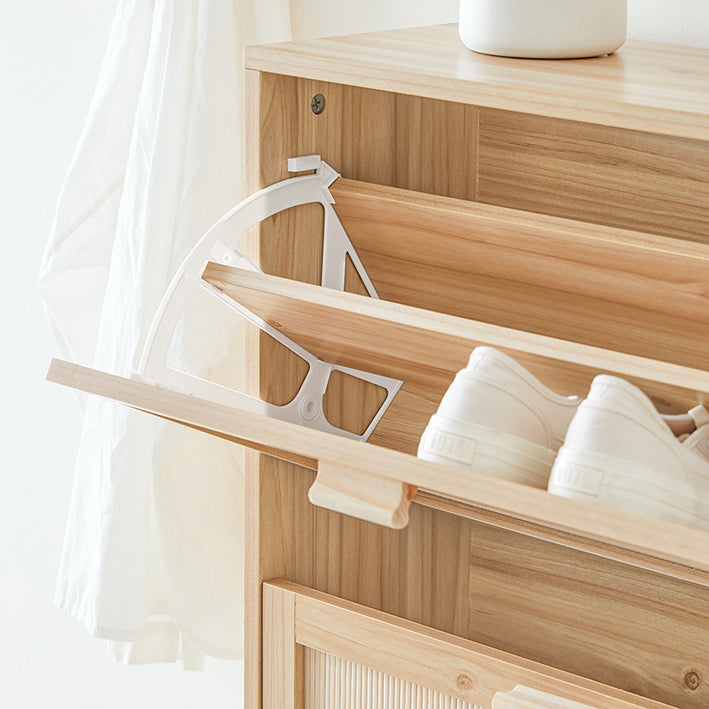 SoBuy | Meuble à chaussures 3 portes | Armoire à chaussures | Coffre à chaussures | Naturel | FSR159-N