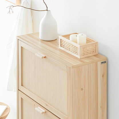 SoBuy | Meuble à chaussures 3 portes | Armoire à chaussures | Coffre à chaussures | Naturel | FSR159-N