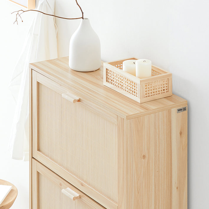 SoBuy | Meuble à chaussures 3 portes | Armoire à chaussures | Coffre à chaussures | Naturel | FSR159-N