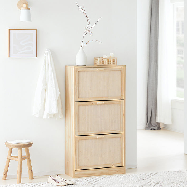 SoBuy | Meuble à chaussures 3 portes | Armoire à chaussures | Coffre à chaussures | Naturel | FSR159-N